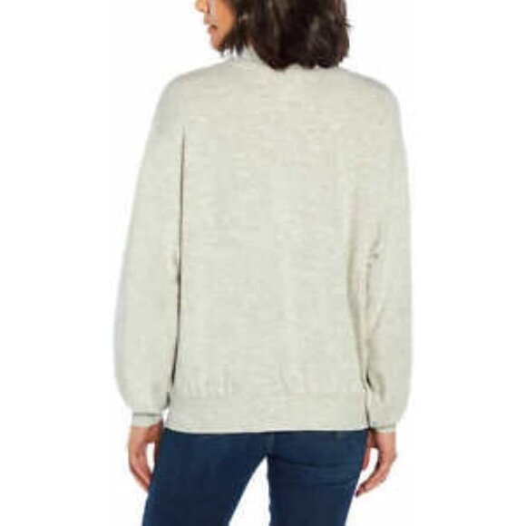 Three Dots Womens Ribbed Cuff Quarter Zip Pullover Sweater Heather Gray Size S - Picture 3 of 6